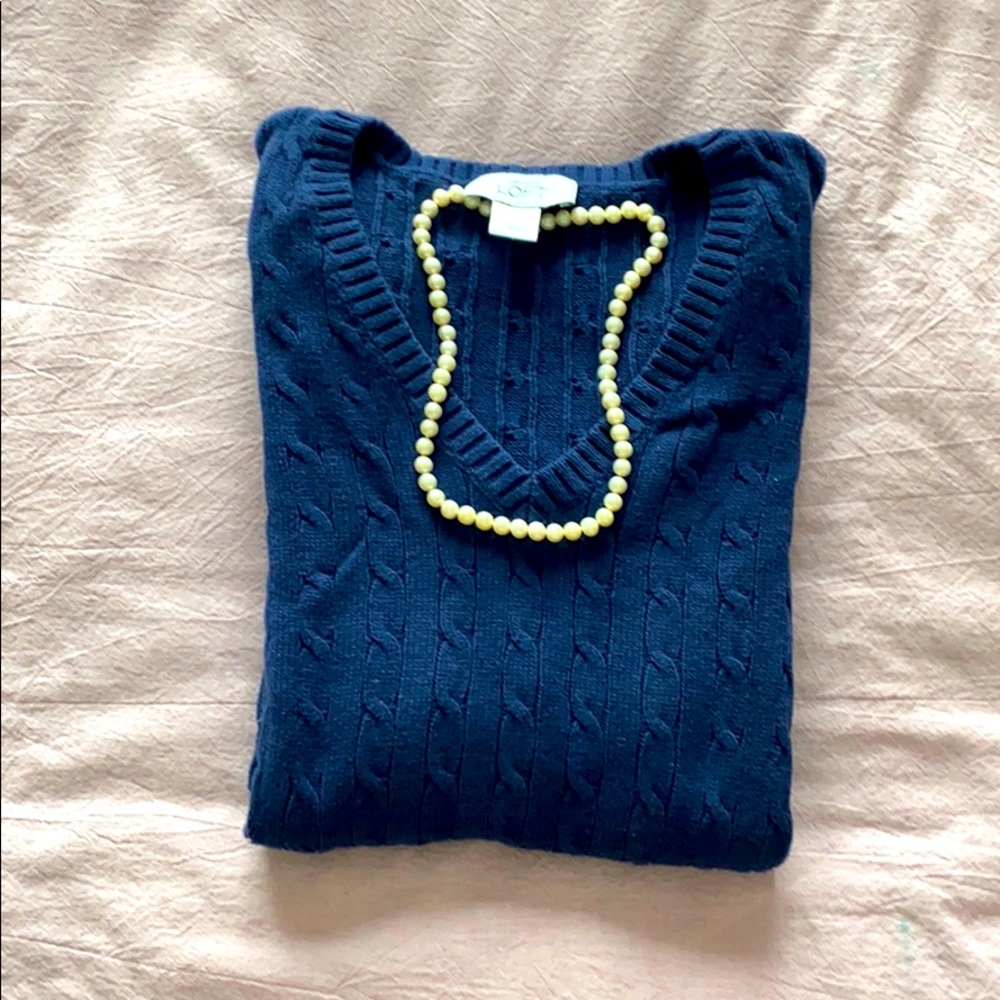 XS Navy Blue Cable knit sweater